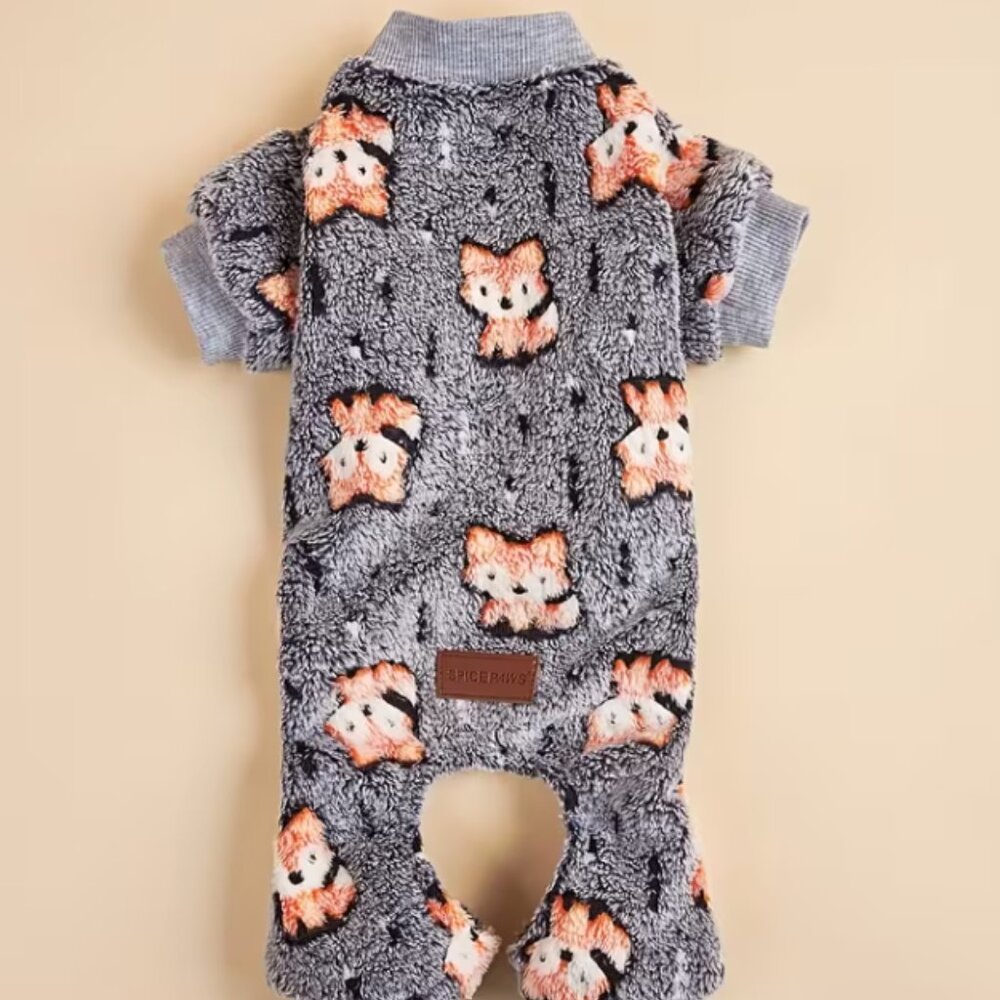 Dog Onsie Soft Fleece For Small Dog - Fox Print